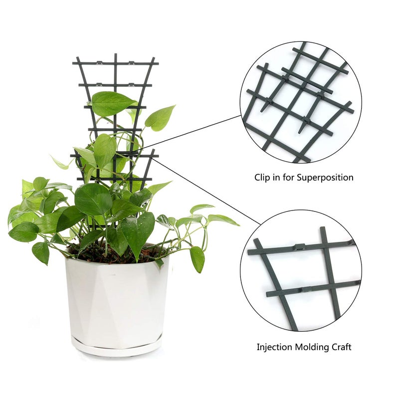 Feitore 12 Pcs Garden DIY Mini Climbing Trellis Plastic Superimposed Potted Plant Support Garden Trellises for Potted Climbing Plants Vines - Image 3